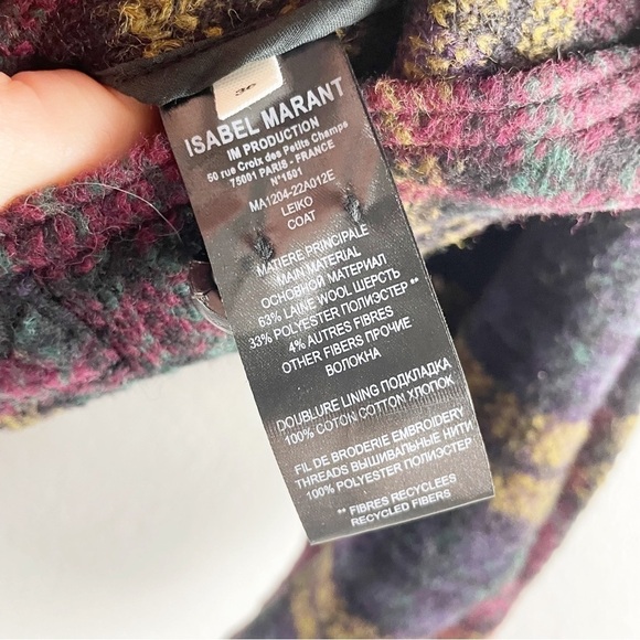 Isabel Marant Etoile Plaid Leiko Wool Short Jacket in Black Multi Small Casual - Picture 6 of 10